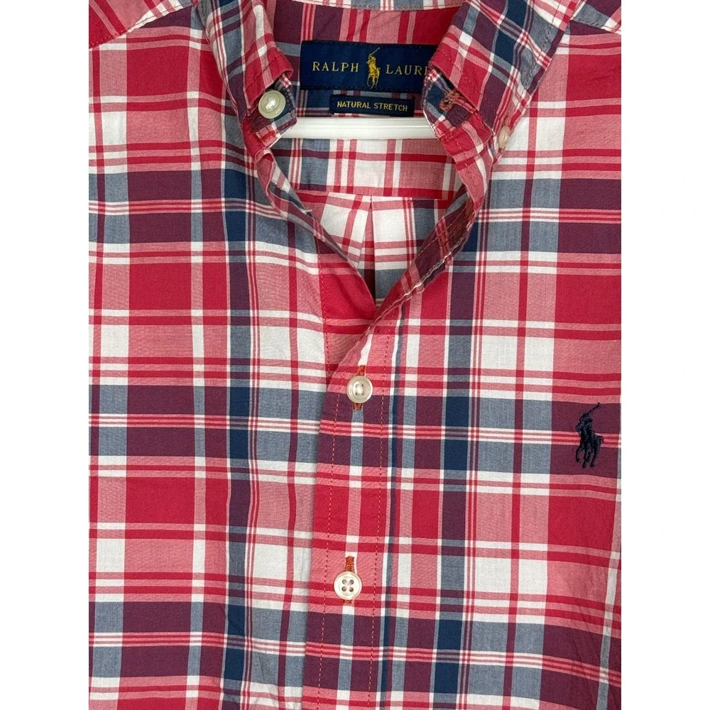 Ralph Lauren Kids Plaid Button Down‎ Shirt Size M (10-12) Red Blue